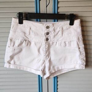Refuge High Waisted White Denim Shorts